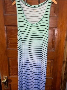 Apt. 9 Mint & Light Blue Striped Sleeveless Maxi Dress